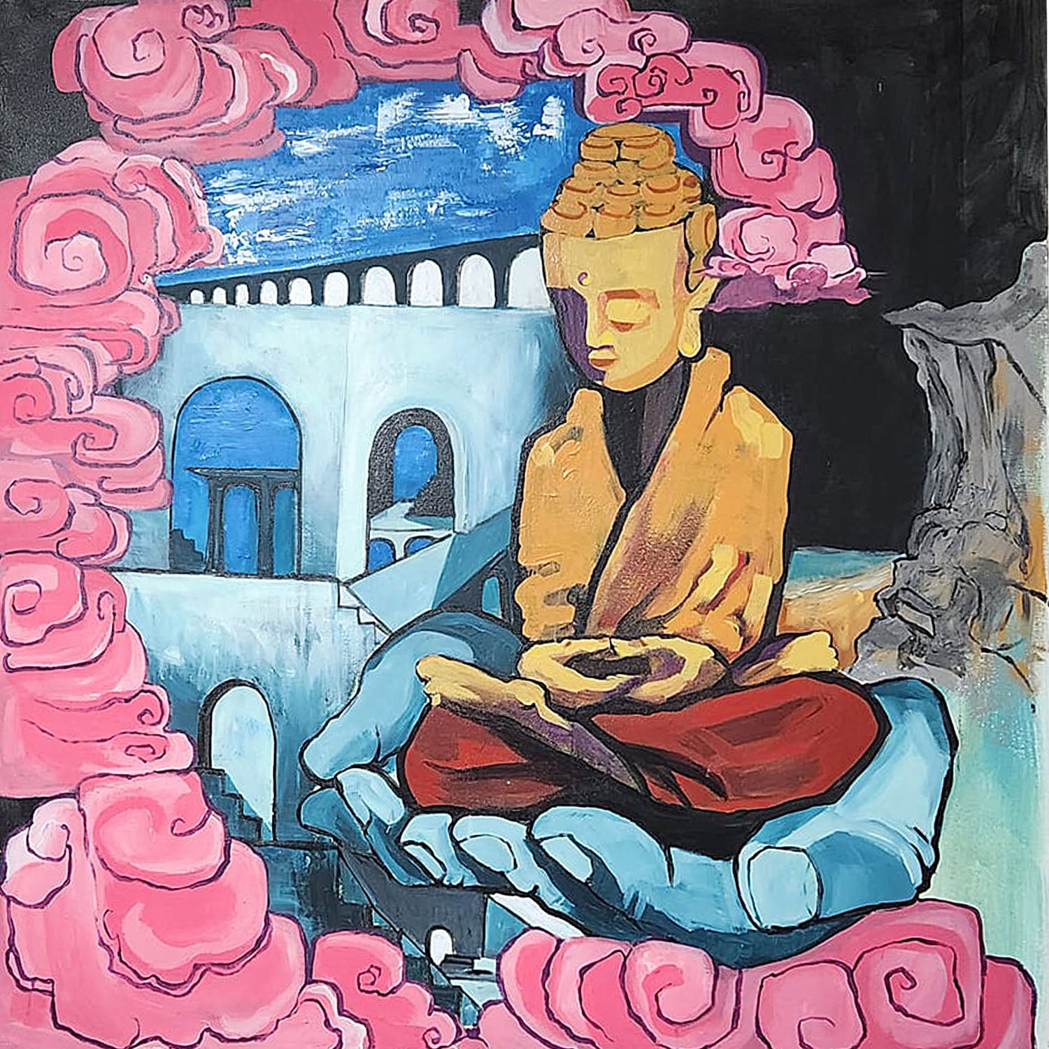 Buddha Palm Signed Canvas Print