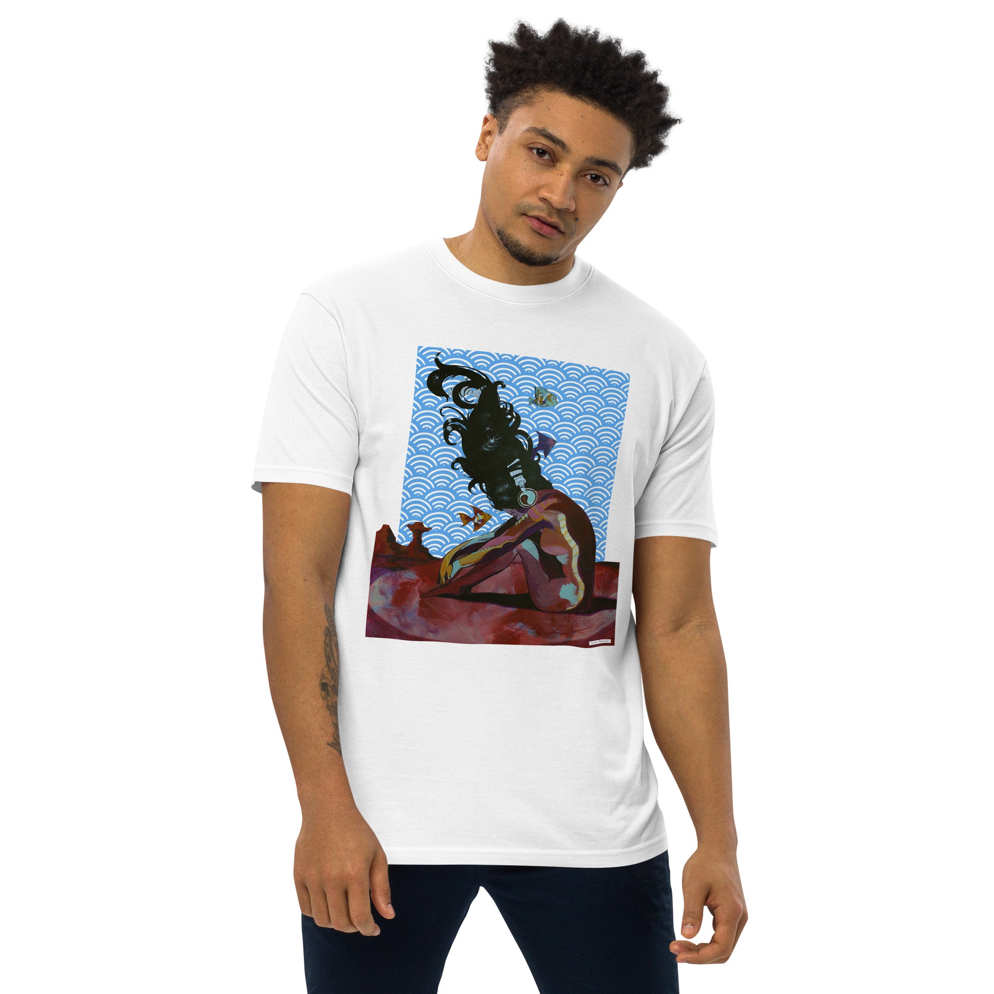 Sound and Distance.  Men’s premium heavyweight t-shirt